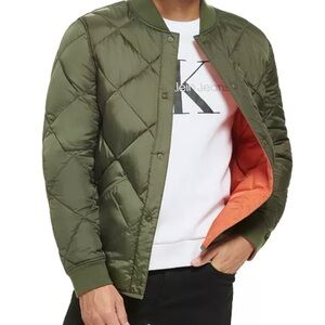Calvin Klein Reversible Olive Green Quilted Puffer Jacket